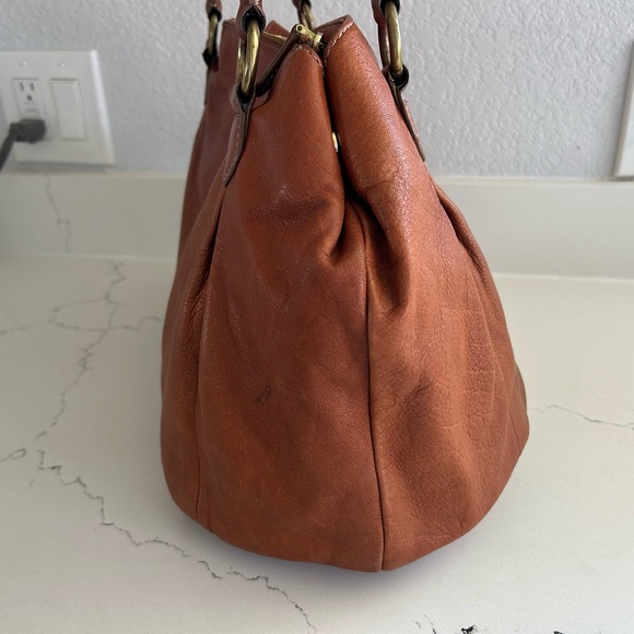 J. Crew Brompton Hobo Bag Cognac Brown Leather with Brass Hardware - Picture 4 of 16